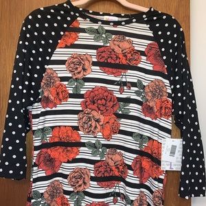 LuLaRoe Randy Floral Polka Dot Stripe
